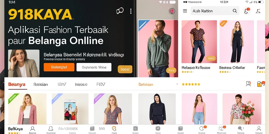 Tampilan antarmuka 918KAYA untuk belanja fashion yang modern.