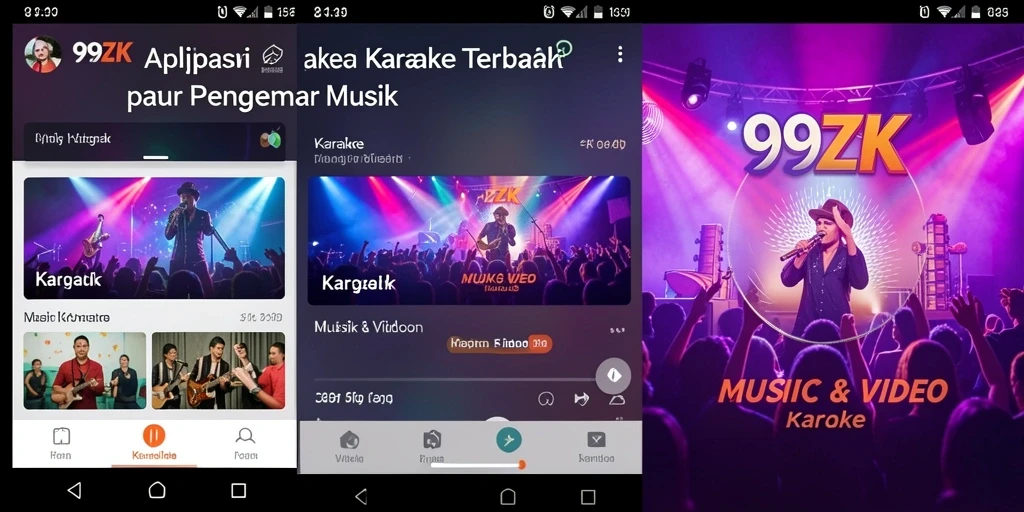 Antarmuka 99ZK menampilkan lirik dan pilihan lagu dengan jelas.