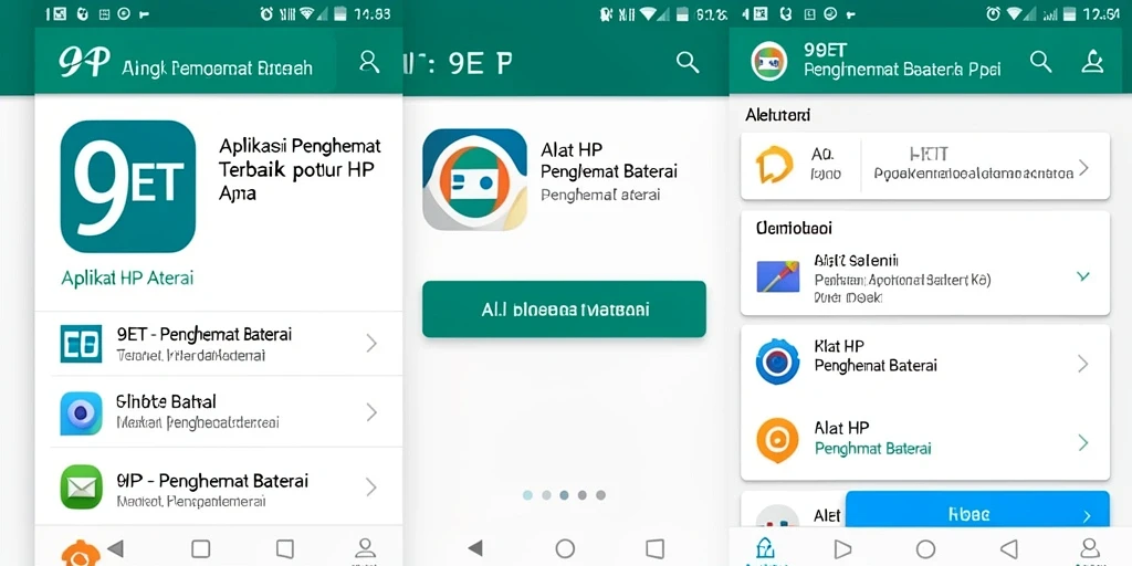 Tampilan utama aplikasi 9ET dengan fitur penghemat baterai.