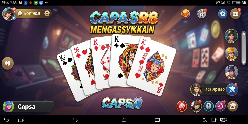 Tampilan antarmuka permainan Capsa yang menarik dan intuitif.