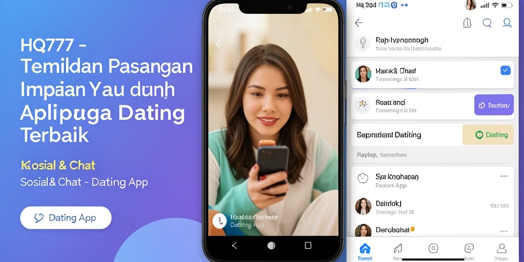 Tampilan antarmuka HQ777 yang modern dan intuitif untuk pengguna Dating App.