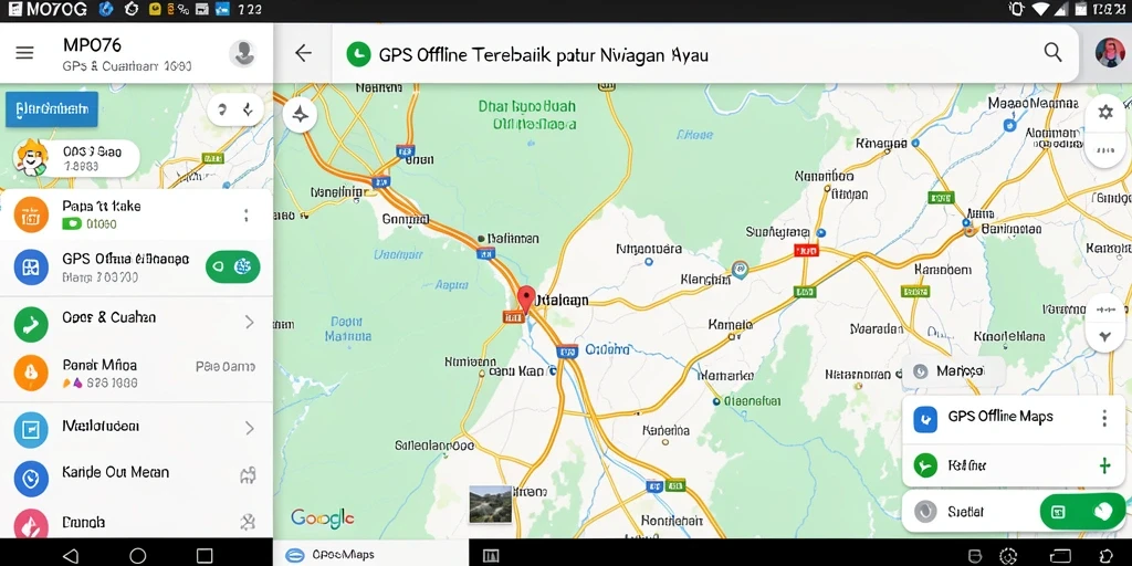 Tampilan antarmuka MPO76 yang jelas dan mudah digunakan untuk GPS Offline Maps.