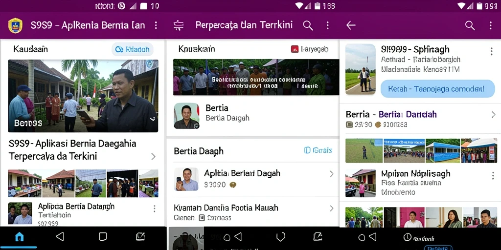 Tampilan antarmuka aplikasi S9S9 menunjukkan berita daerah terkini.