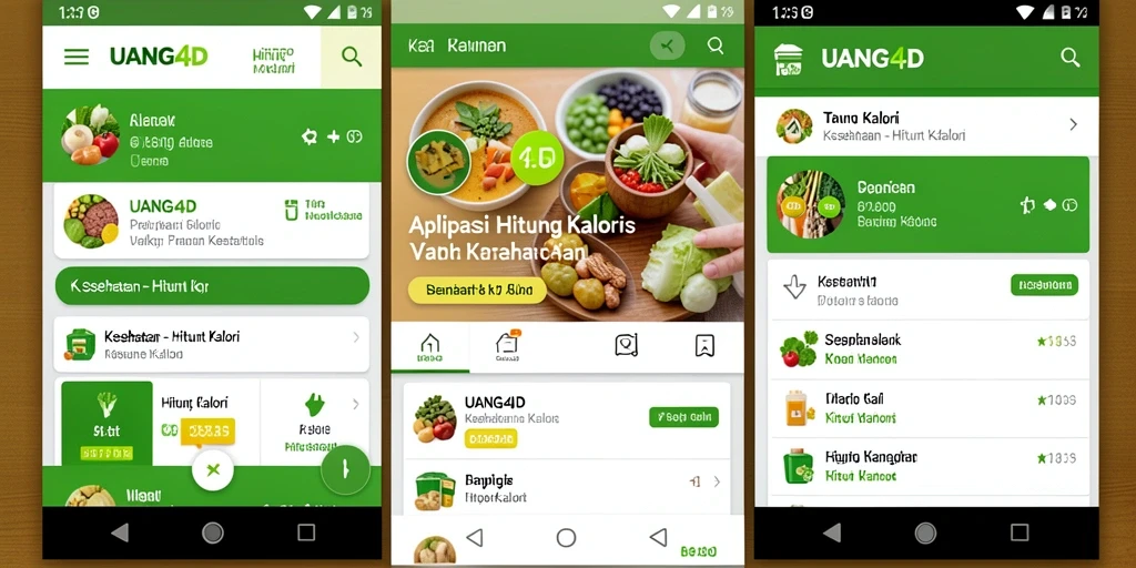 Antarmuka UANG4D yang mudah digunakan untuk menghitung kalori.